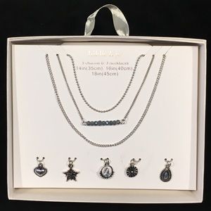 3 Silver Necklaces and 5 Interchangeable Charms